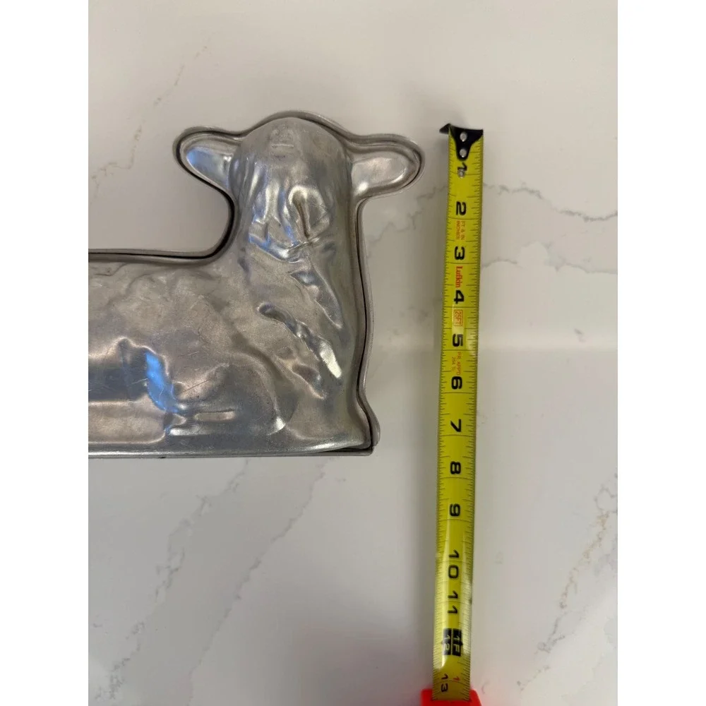Vintage Lamb Cake Mold 3D Two Piece Cast Aluminum Silver Easter Farmhouse Decor